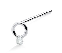 Stone Ring Shaped Silver Straight Nose Stud NSKA-43